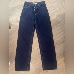 ZARA DARK BLUE HEAVY DENIM JEANS WIDE LEG US4